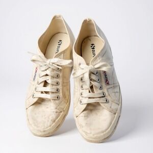 Superga White Canvas Sneakers Casual Tennis Shoes Classic Lace Up US 9.5 / EU 41